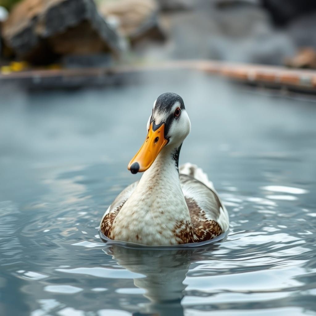 Duck Enjoys Steaming Hot Springs