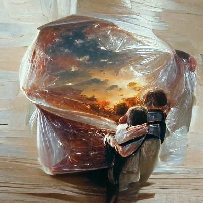 Romantic Embrace in Oil Painting Style