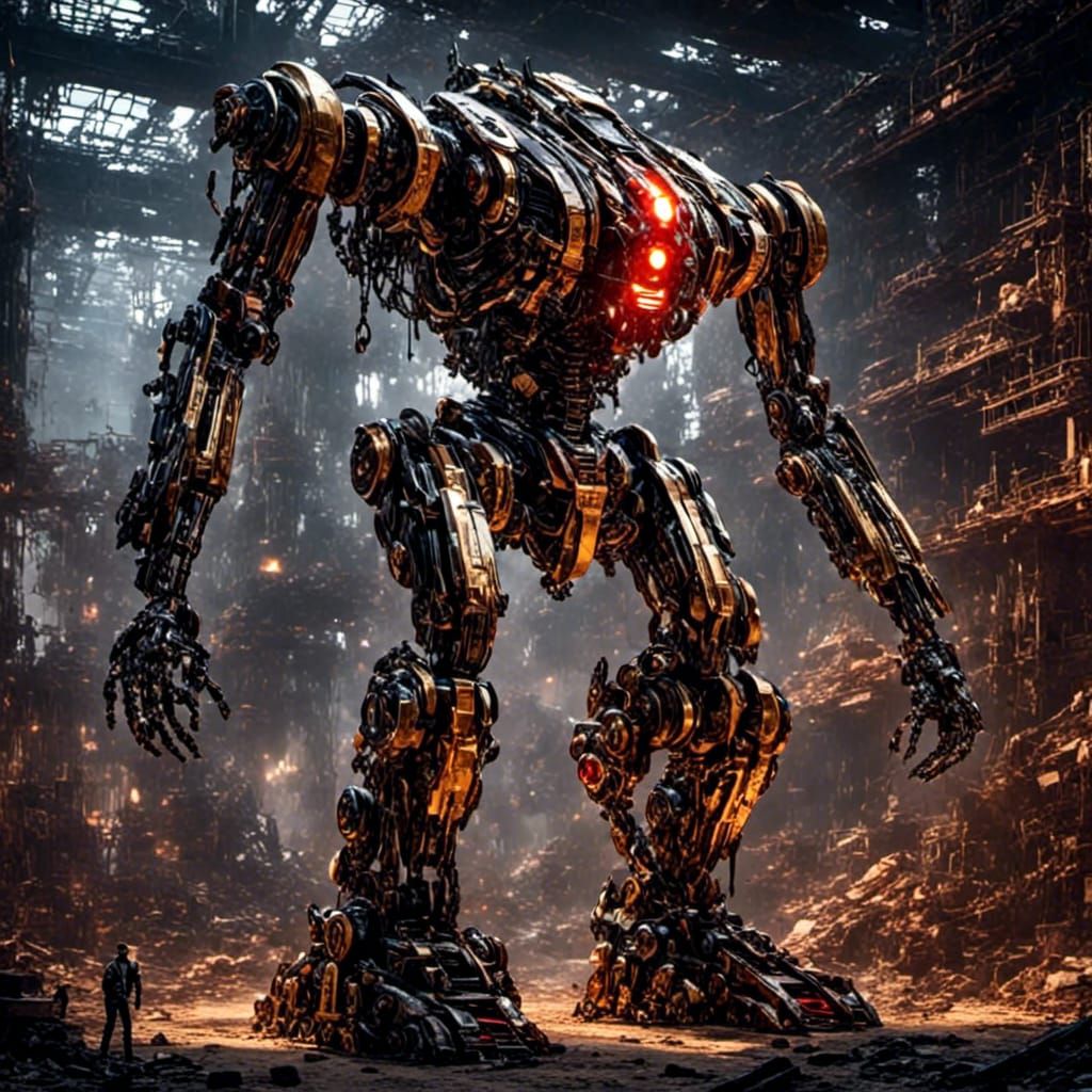 “Mechanical Titan In A Scrap Metal Factory”