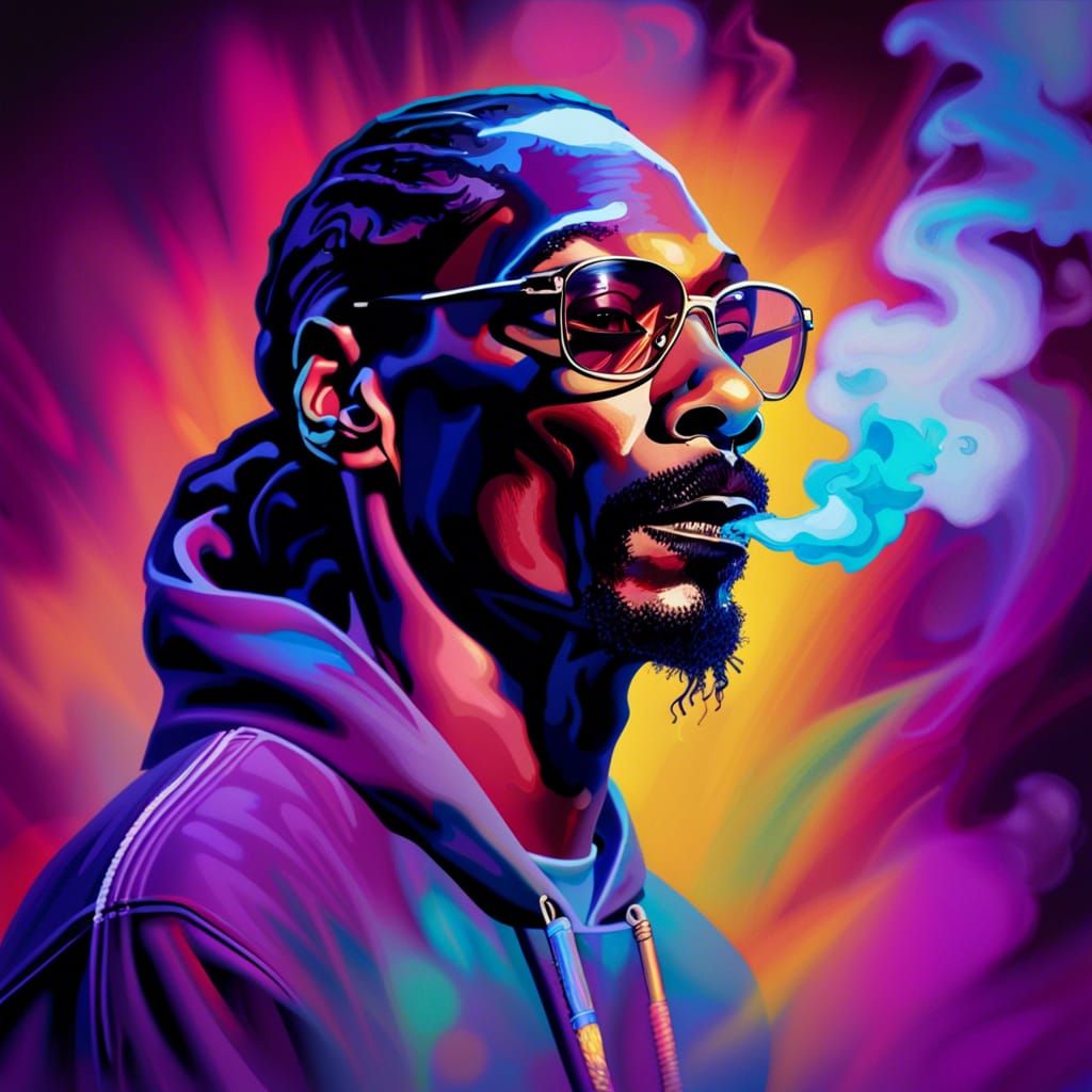 Hyperrealistic Snoop Dogg Vaping Splash Art