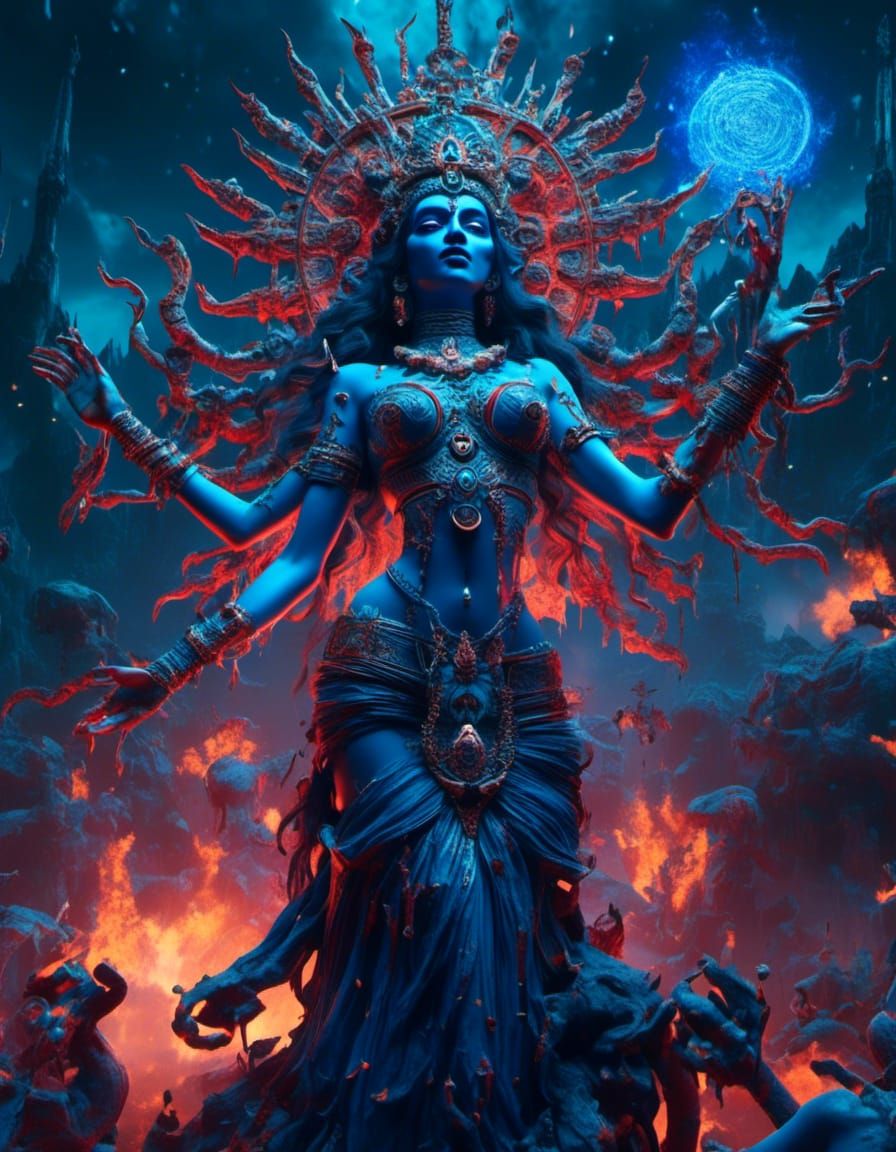 Epic Hindu Goddess Kali Absorbing Negative Energy