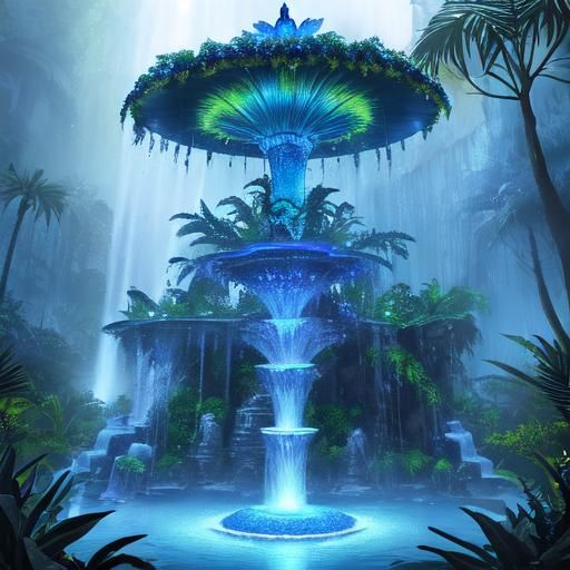 A water fountain in a rainforest #1