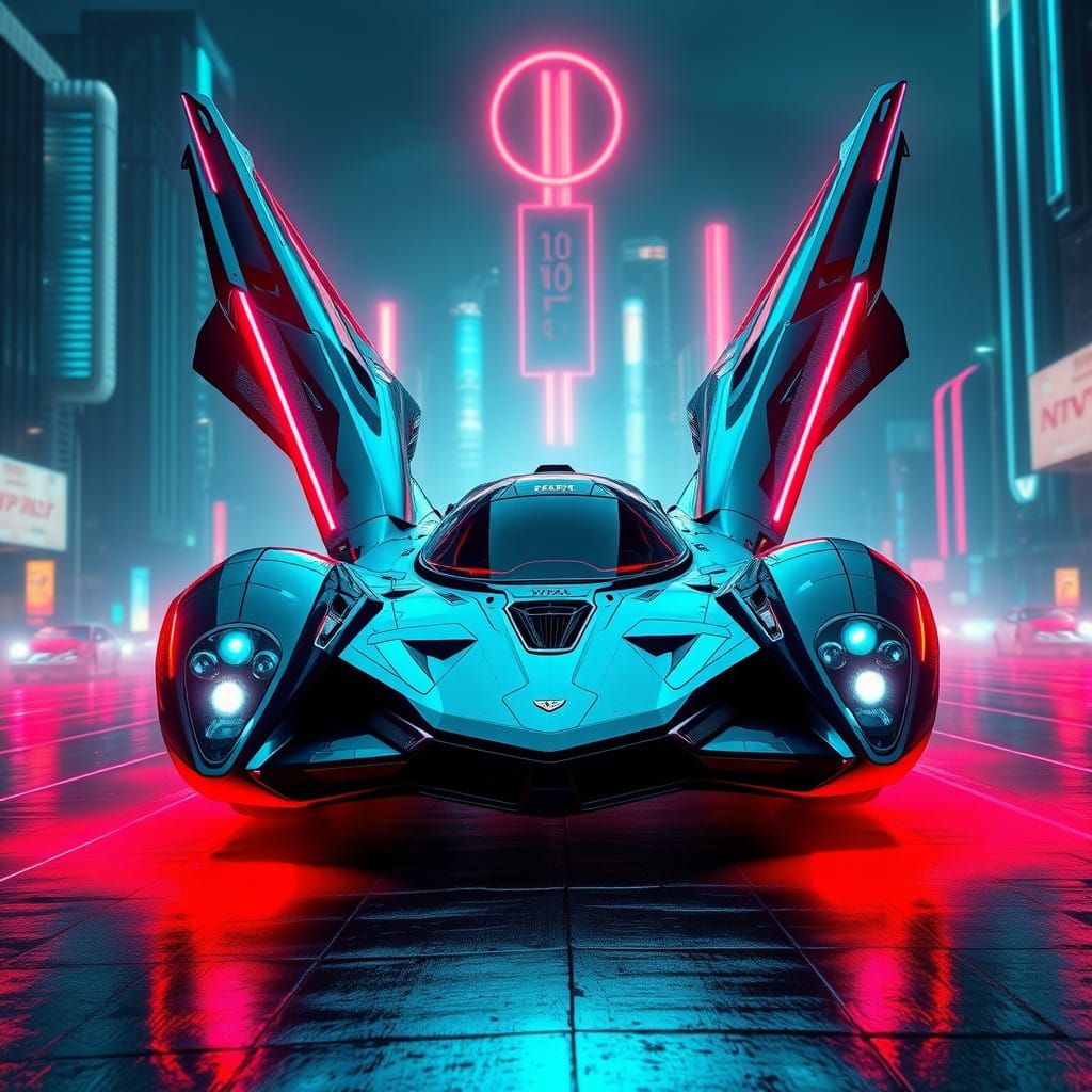 Cyberpunk Winged Spaceship Blends Futuristic and Retro Eleme...