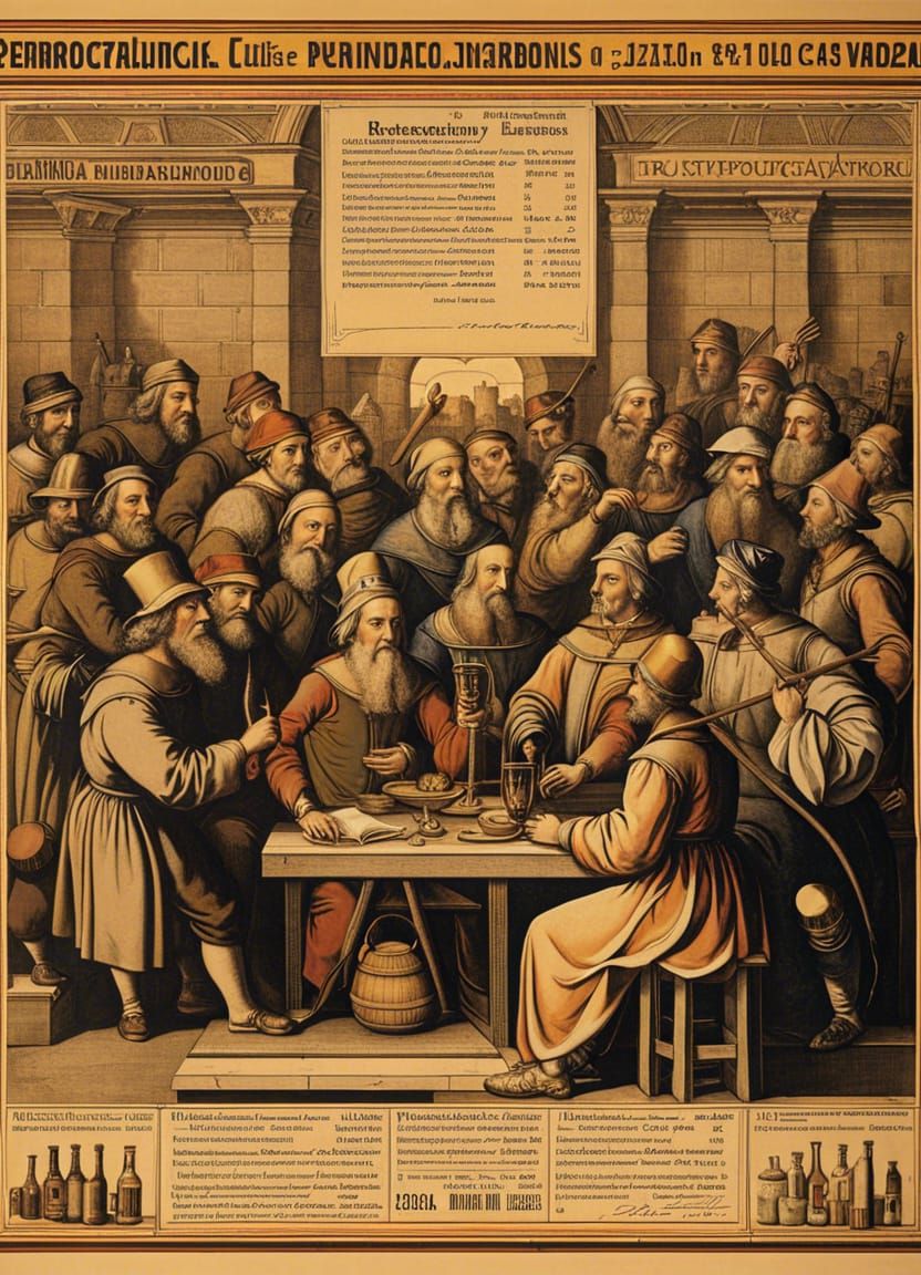 Perforated Company Poster in Da Vinci Style