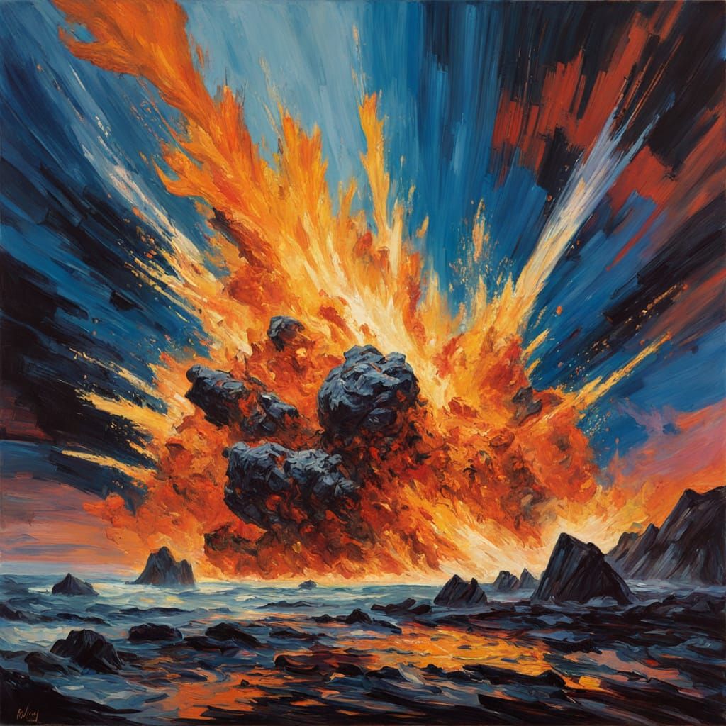 Colossal Asteroid Crash: Alien Emergence in a Smoldering Cra...