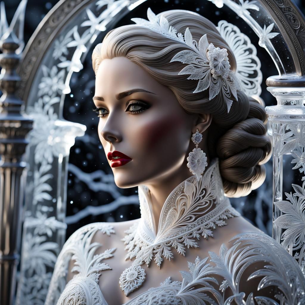 Display mannequin in wedding dress