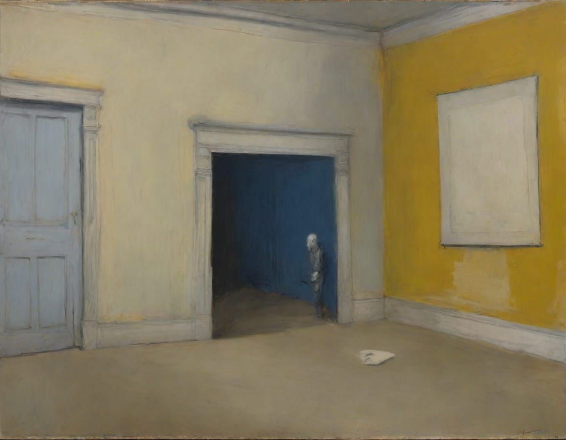 Rough Impressionist Oil Painting of a Defeated Figure