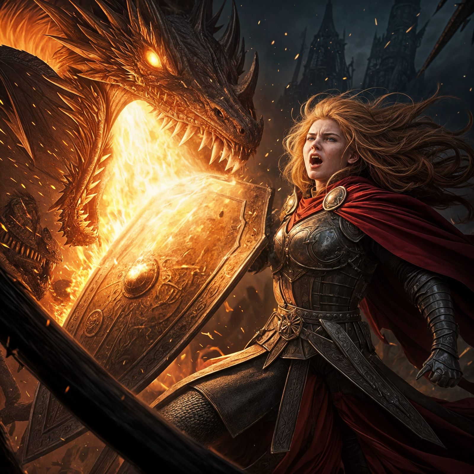 Fiery Medieval Battle: Knight vs. Dragon