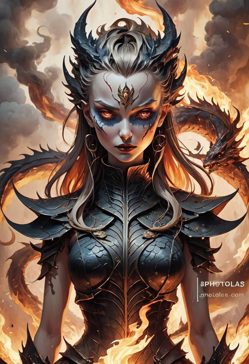 Woman Engulfed in Flames: A Surrealist Oil Painting