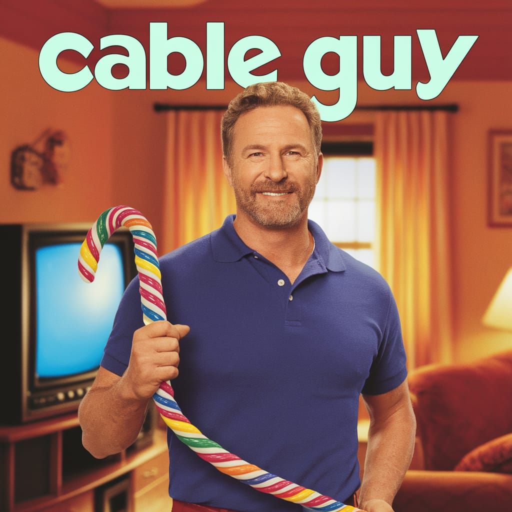 Rugged Cable Technician Holds Twisted Candy Cable on a Vinta...