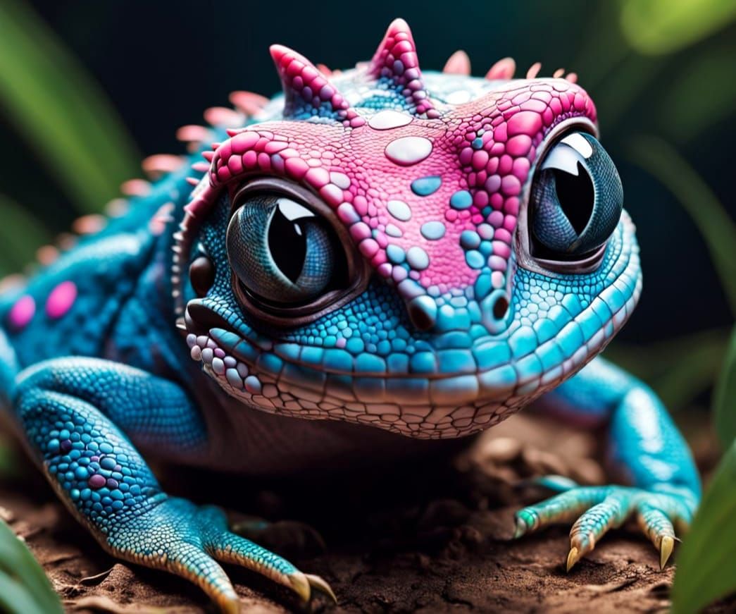 Hyperrealistic Baby Lizard Hatching in Jungle