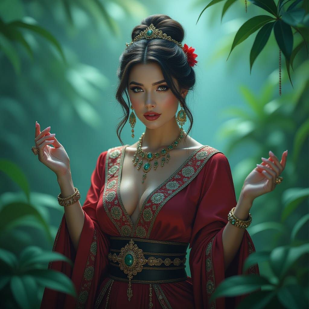 Mystical Woman Stylist in Ornate Matte Painting