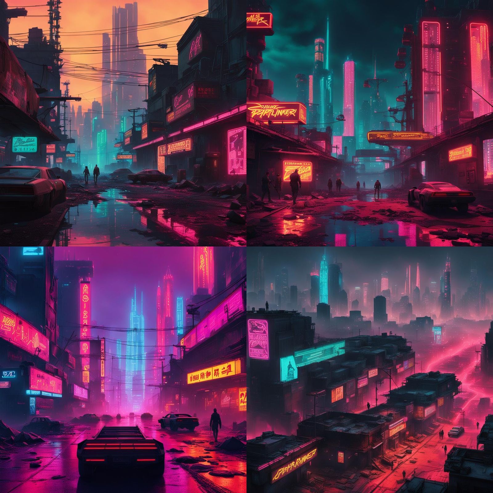 Cyberpunk City Restoration in Neon Style
