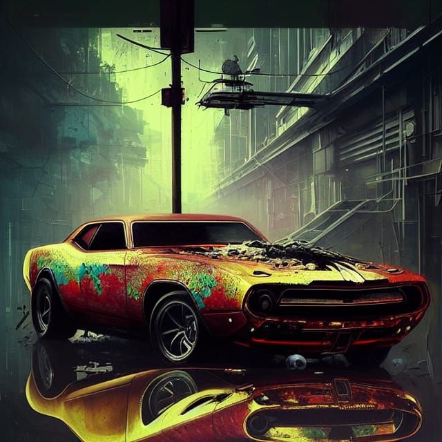 retro, futuristic muscle car, mopar