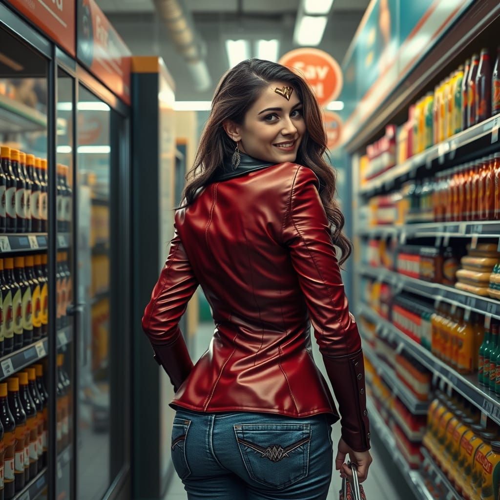 Wonder Woman Goes Shopping: Hyperrealistic Supermarket Scene