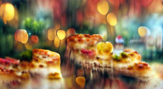 Impressionistic Cheesy Pizza with Bokeh