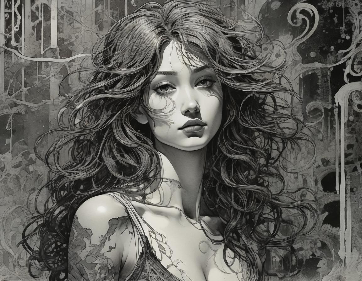 16k, raw, expressive colored ink wash art style characterize...