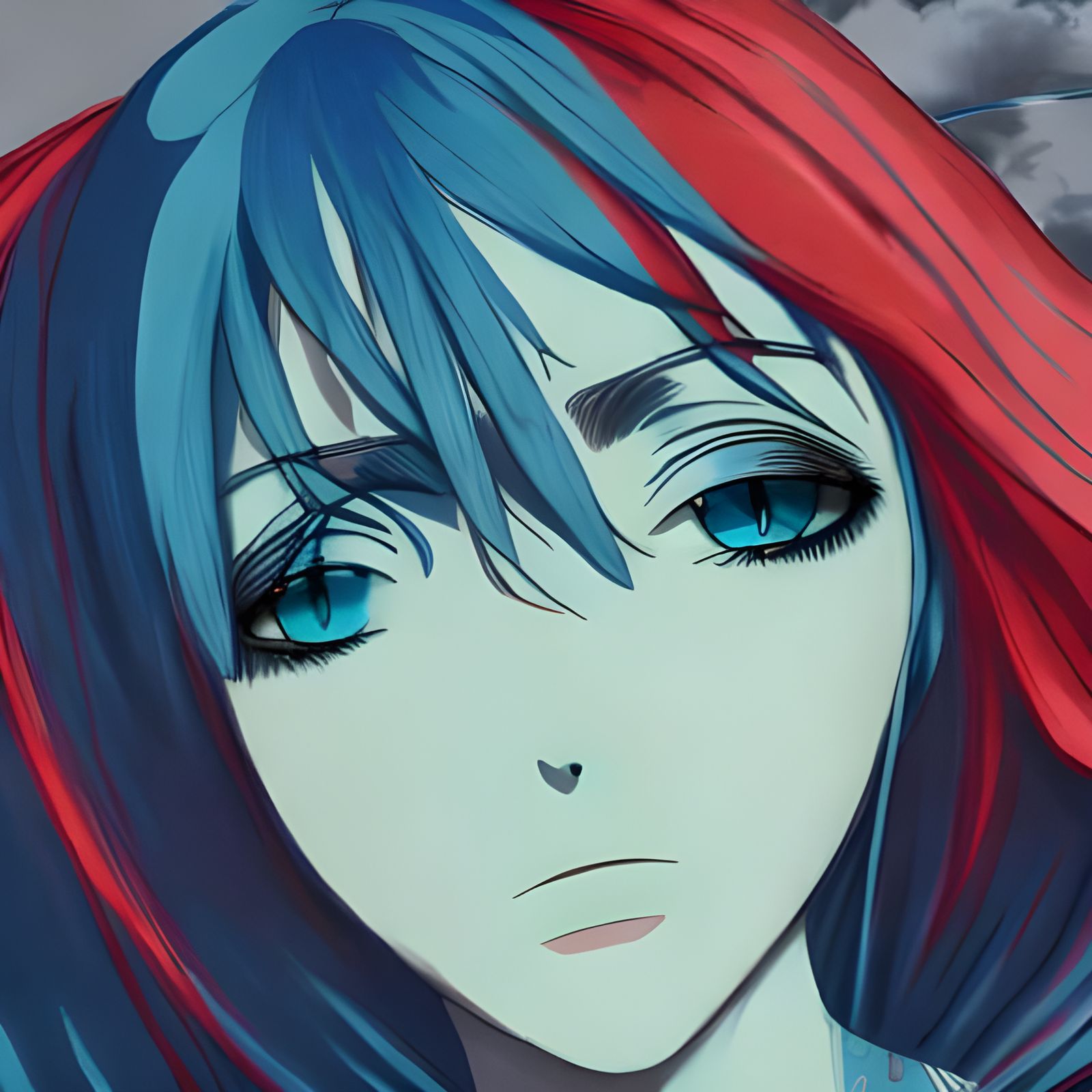 Anime Girl with Blue Hair in Ghibli Style