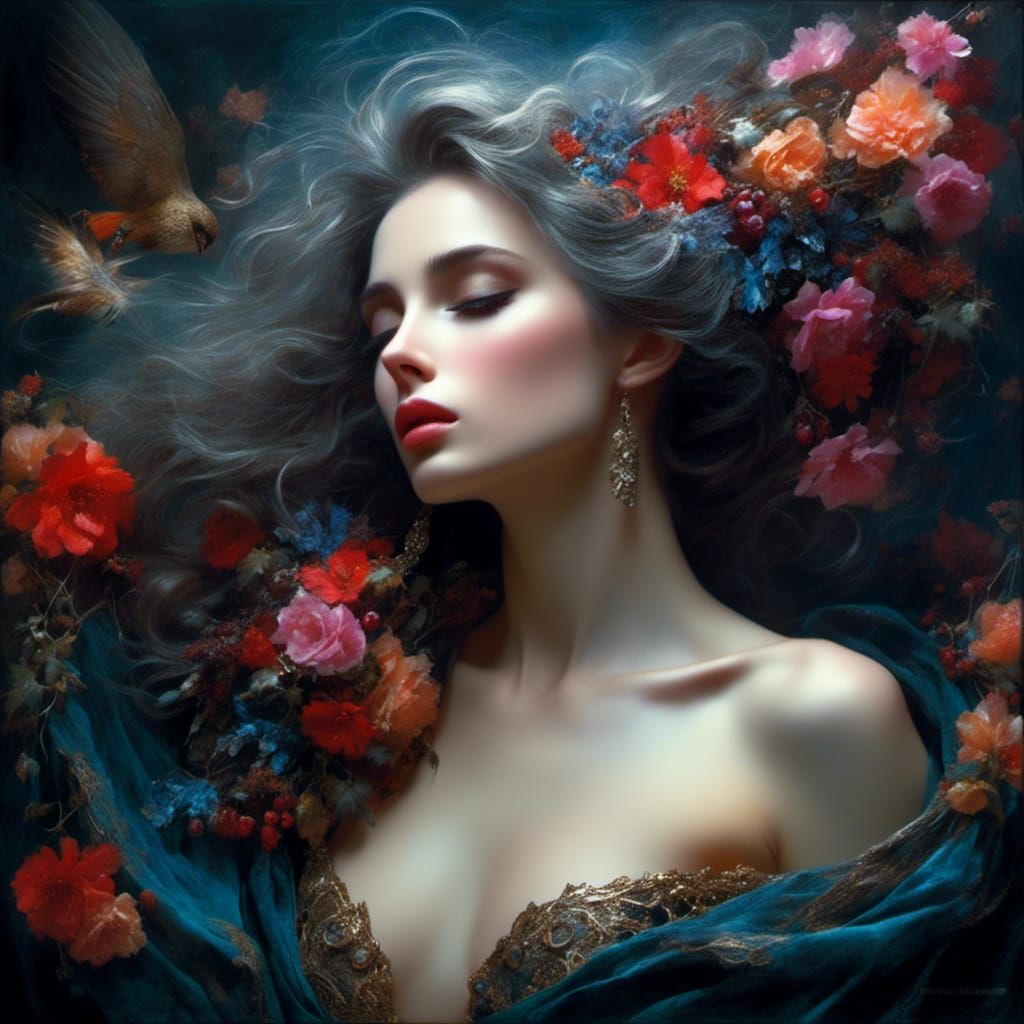 Gothic Oil Painting of a Beautiful Italian Woman