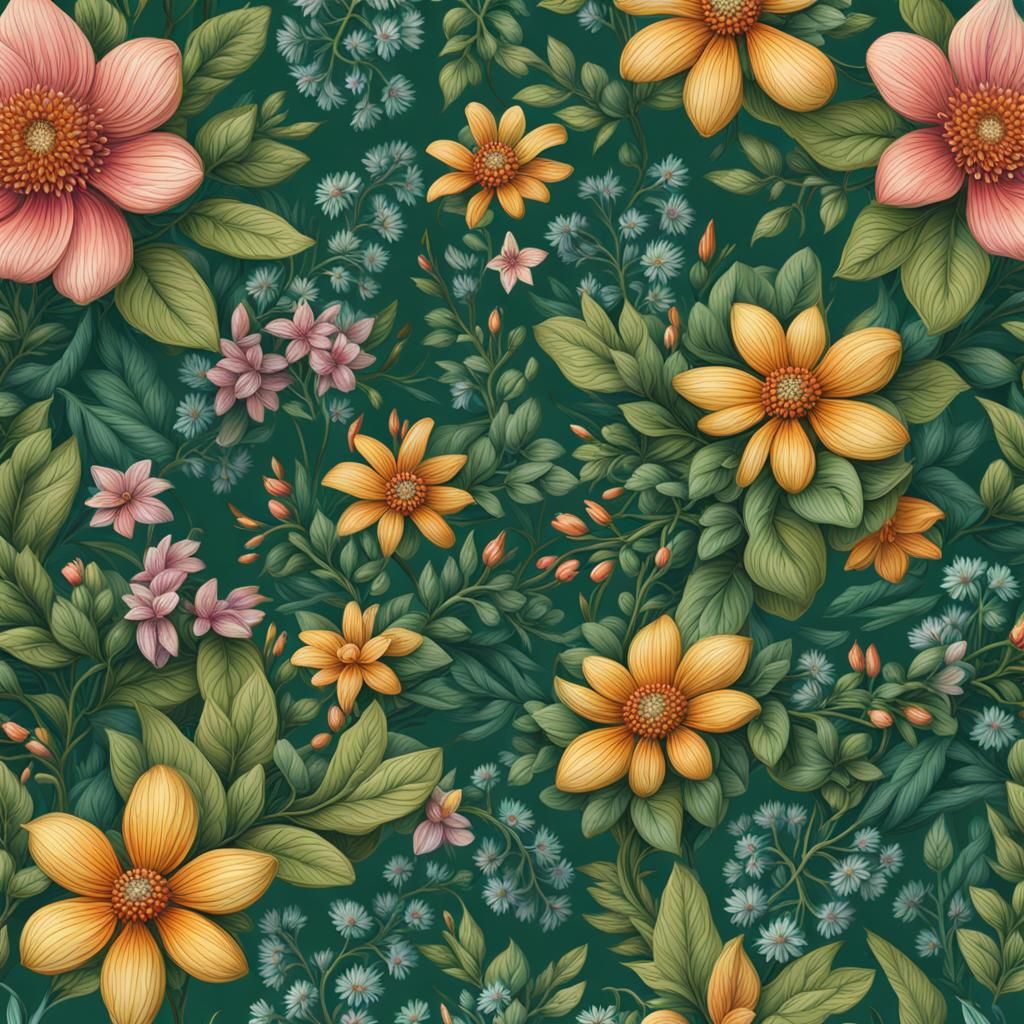 Rifle Paper Style Floral Pattern in Pop Art