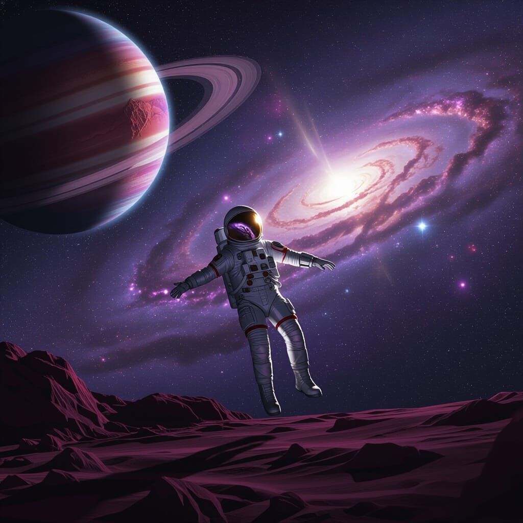 Astronaut and Alien Planet in Photorealistic Style