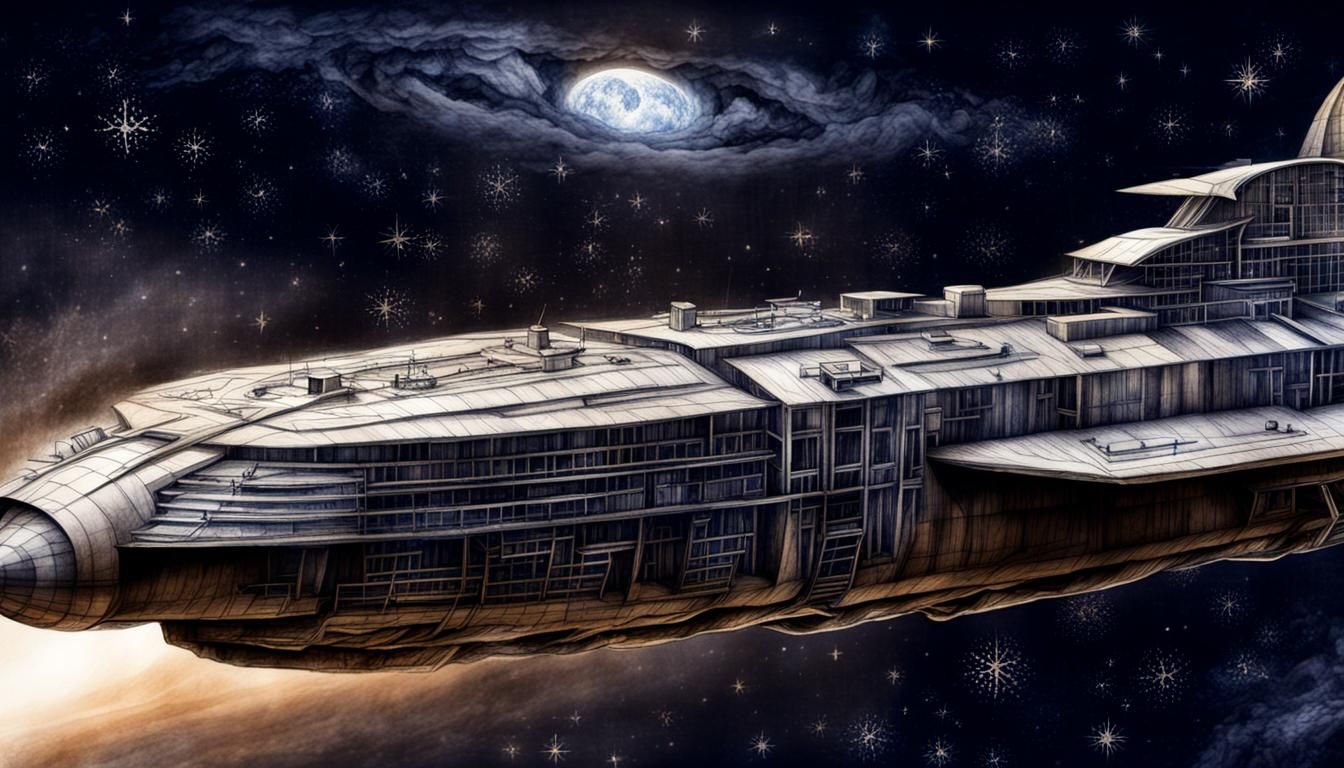 Intricate Blueprint Drawing with Charcoal Pencil Detail