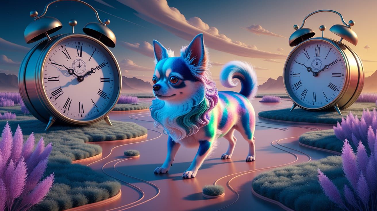 Surreal Chihuahua Trotting Through Dreamscape