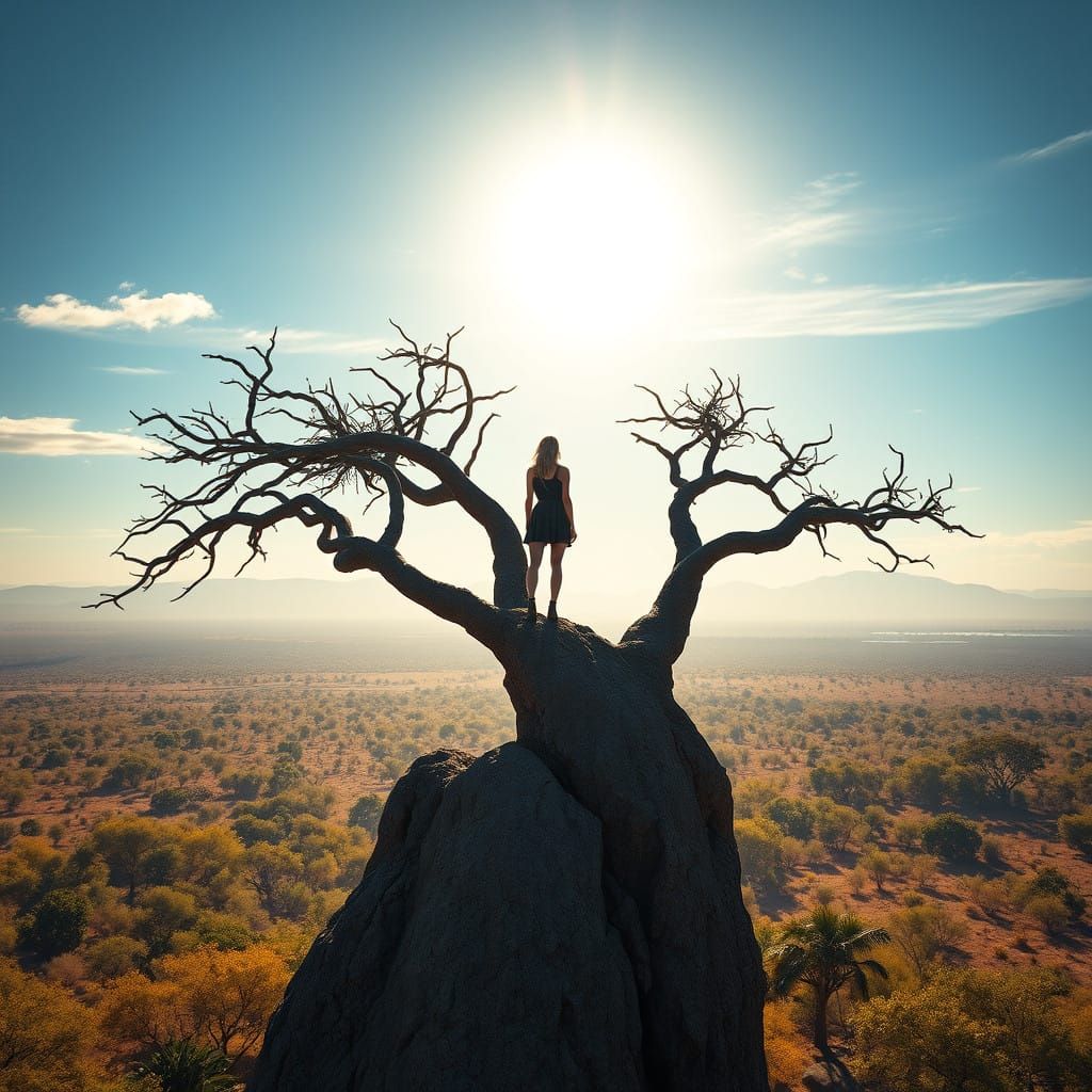 Golden Light on African Savannah, Inspired by Fantasy Concep...