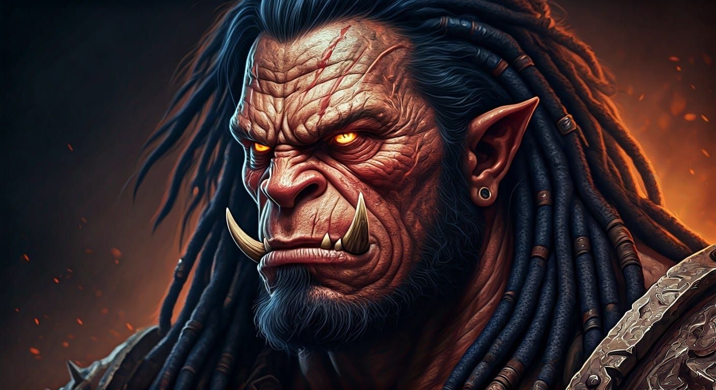 Orc Warrior Portrait in Hyperrealism Style