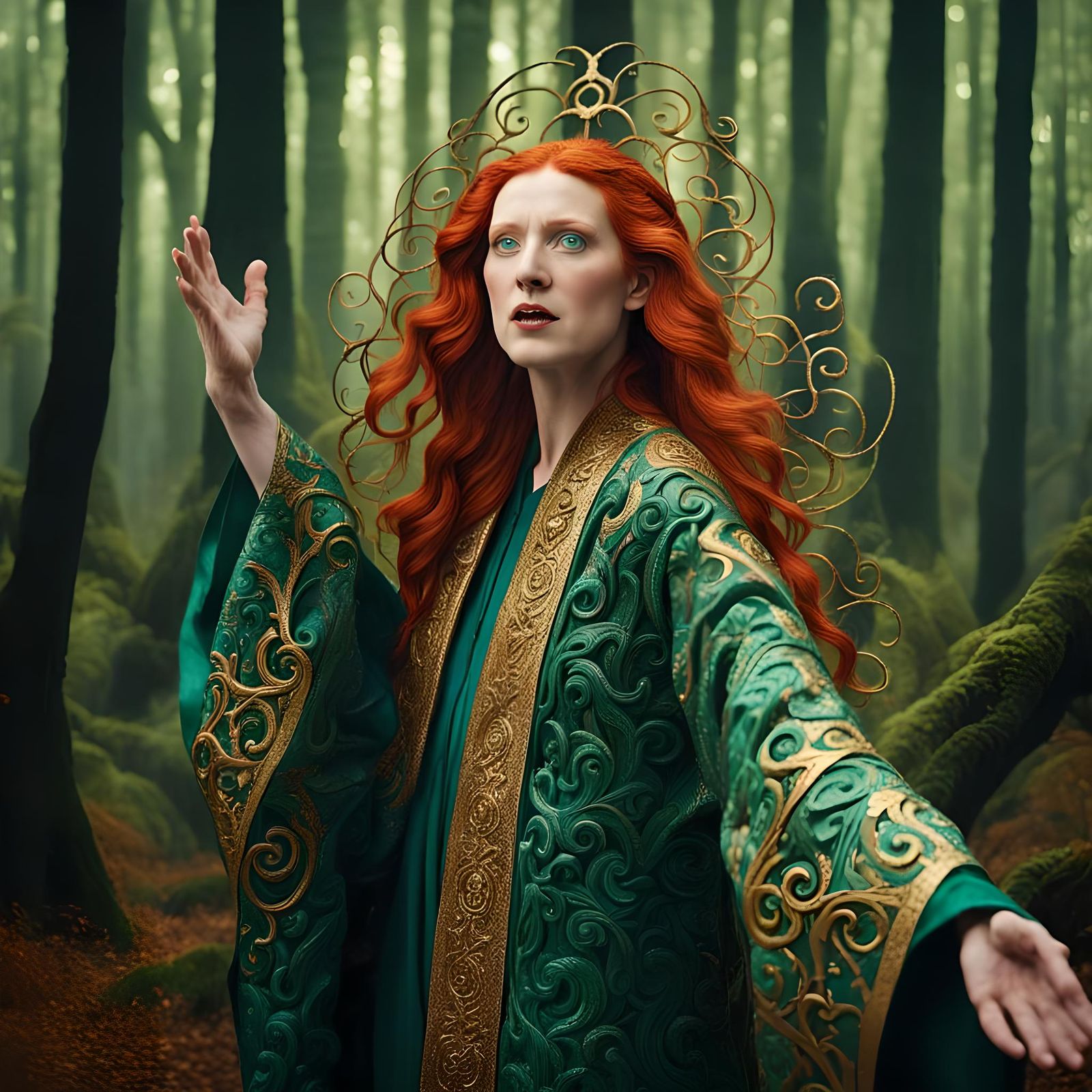 Enchantress Singing Magic in the Woods Portrait