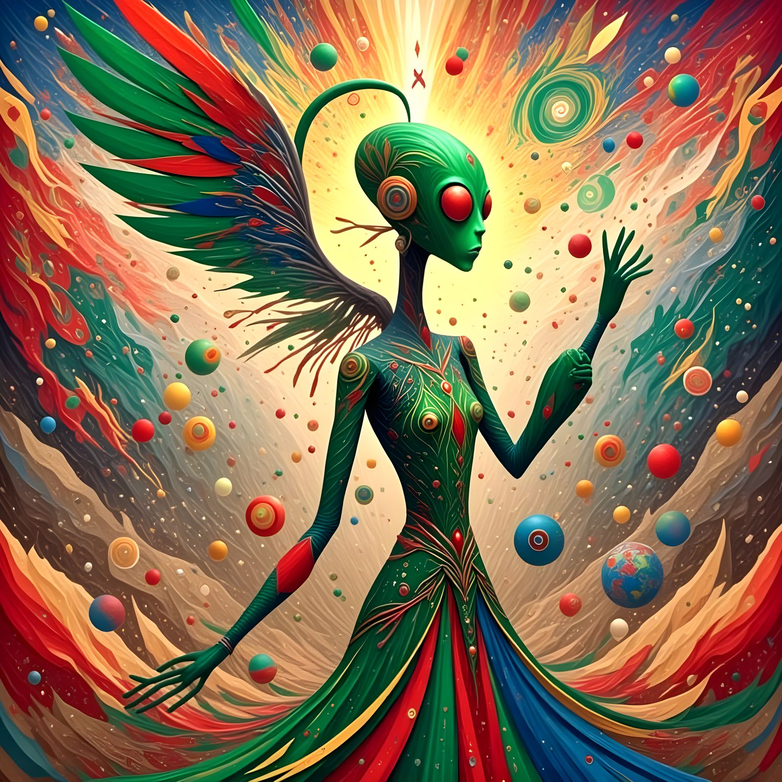 Psychedelic Alien Casting a Love Spell