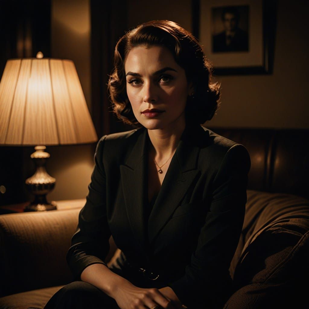 Elegant Woman in Film Noir Portrait