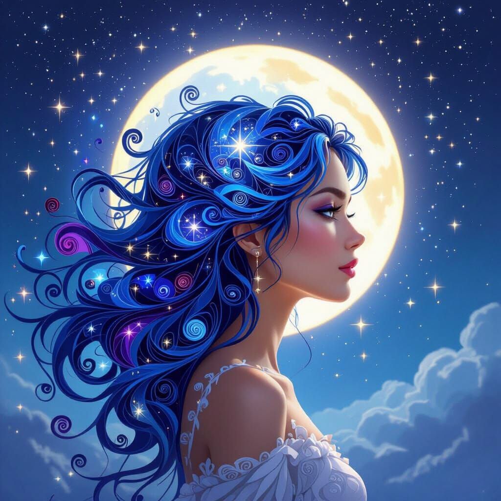 Cosmic Dreamer: A Galaxy Hairstyle Fantasy Portrait