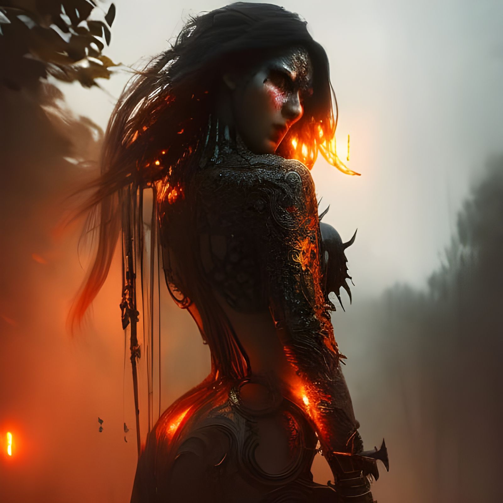 Melting Screaming Banshee in Water: Elaborate Fantasy Art
