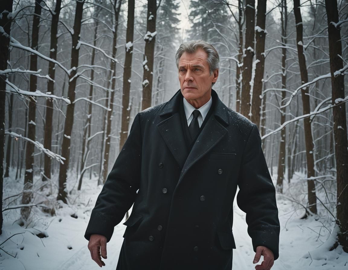 1980s Russian Forest: Cinematic Portrait of a Man