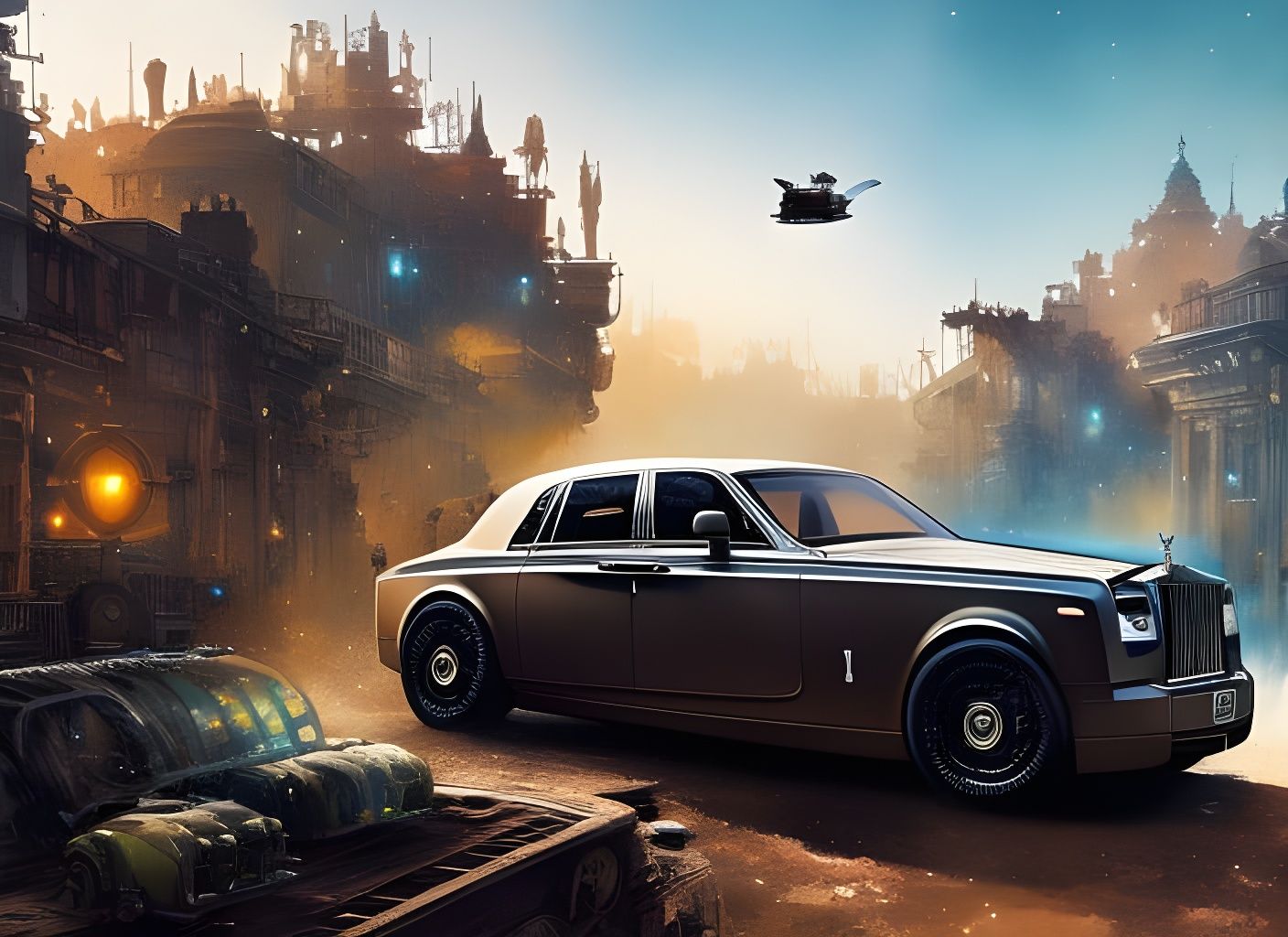 Rolls Royce Phantom: Dark Gritty Watercolor Art