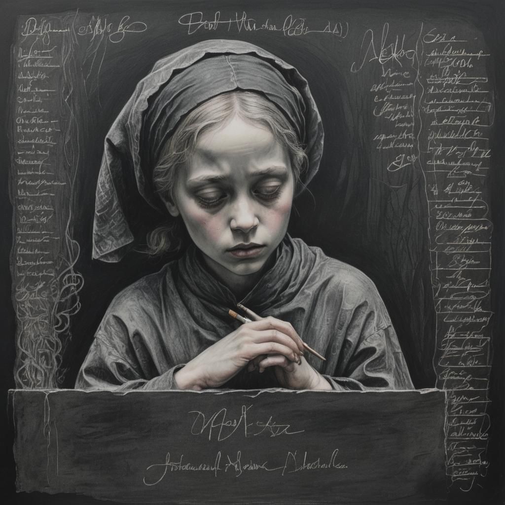 Calligraphic Menu on Chalkboard in Charcoal and Pastel