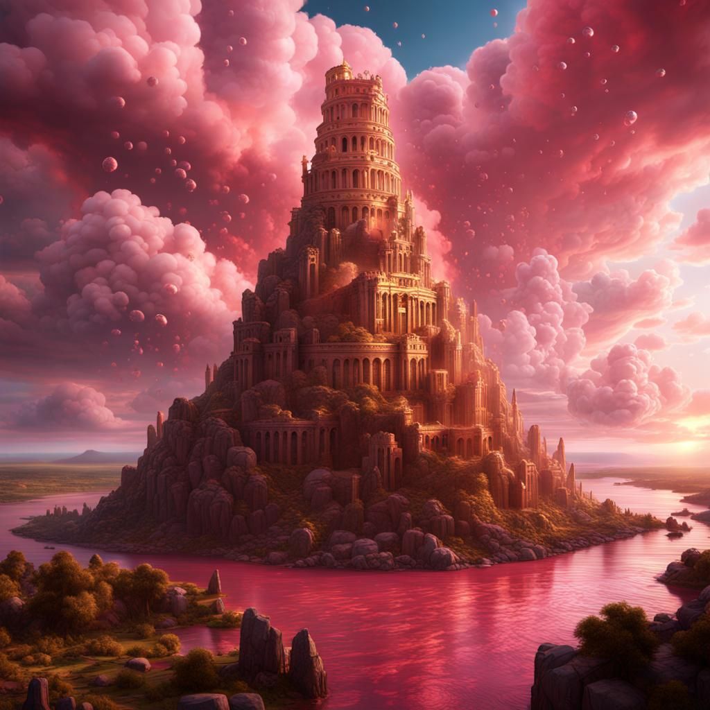 Tower of Babel in Golden Light: Fantasy Concept Art