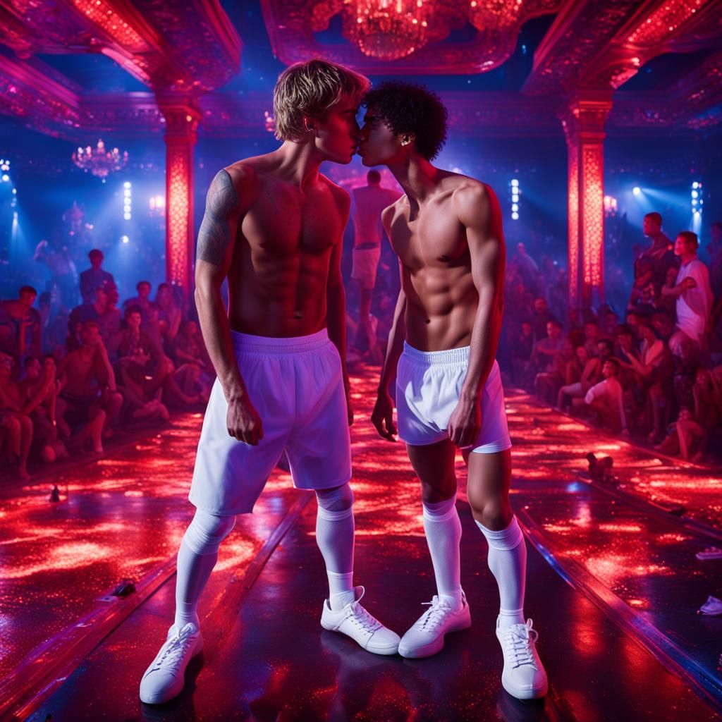 Celebrities Kissing in Latex Club: Digital Matte Painting