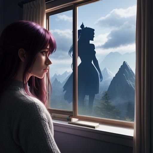 Girl seeing a giantess