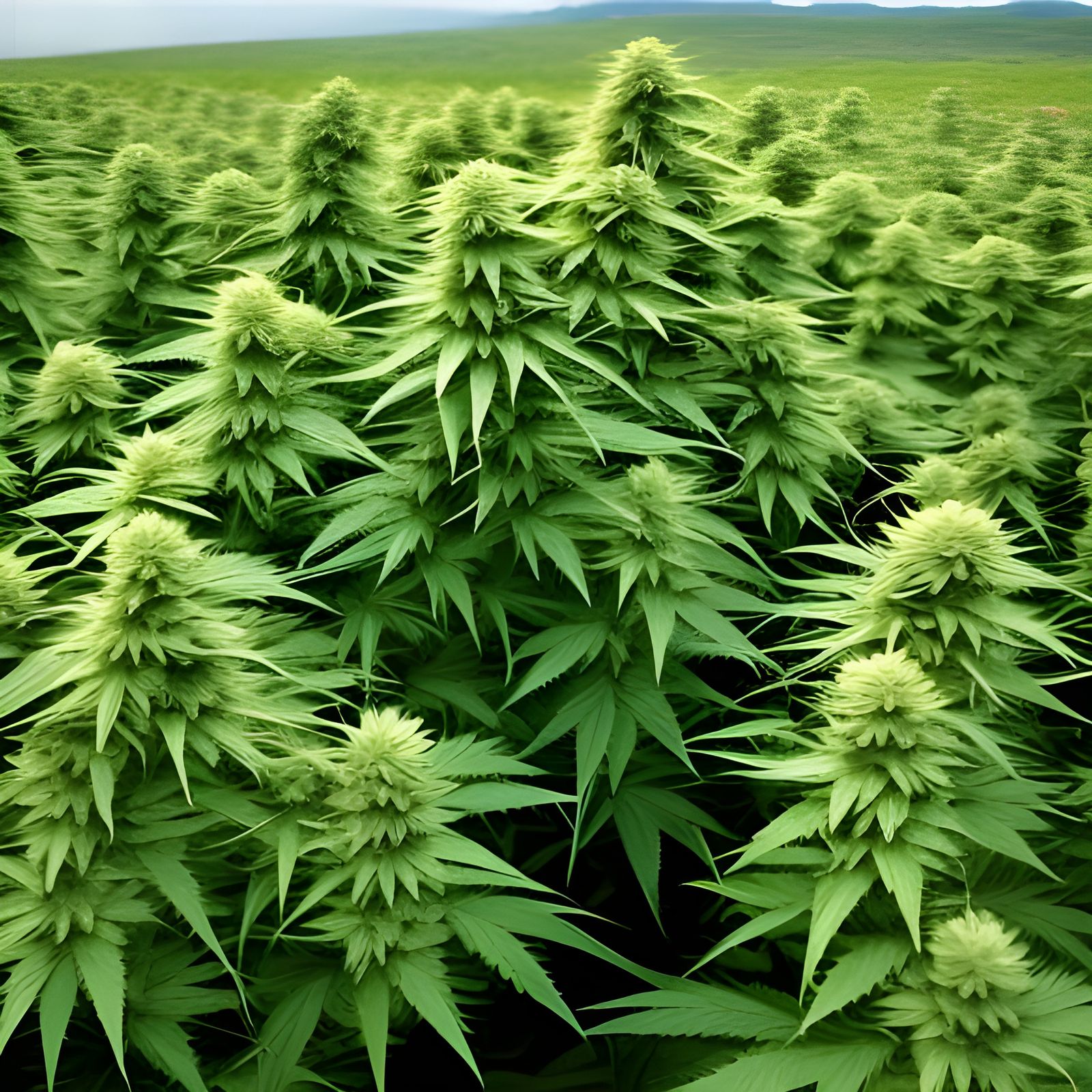 Island of Hemp Plants in Bloom