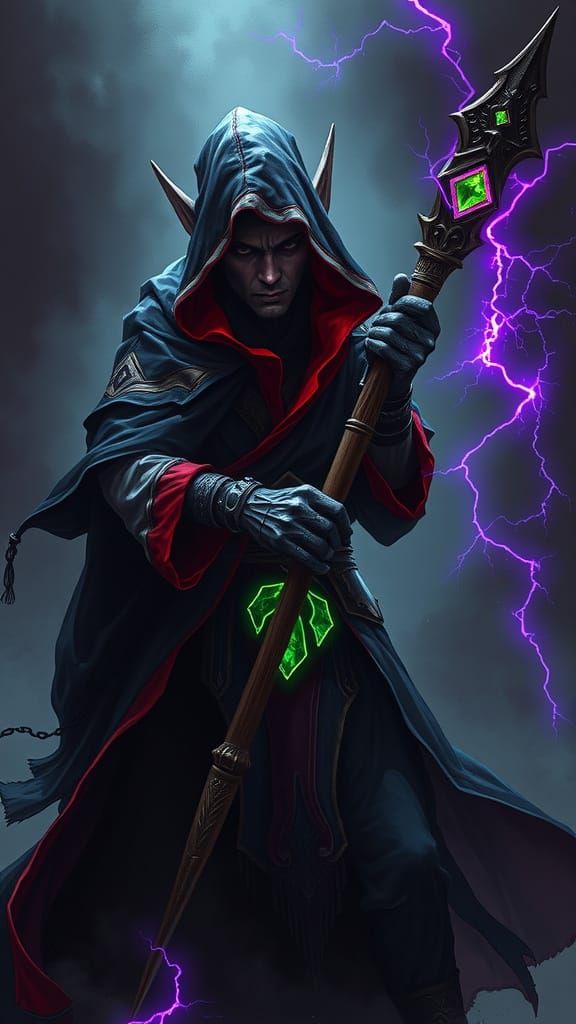 Dark Elf Blood Mage Unleashes Fierce Magic in Moody, High-Co...