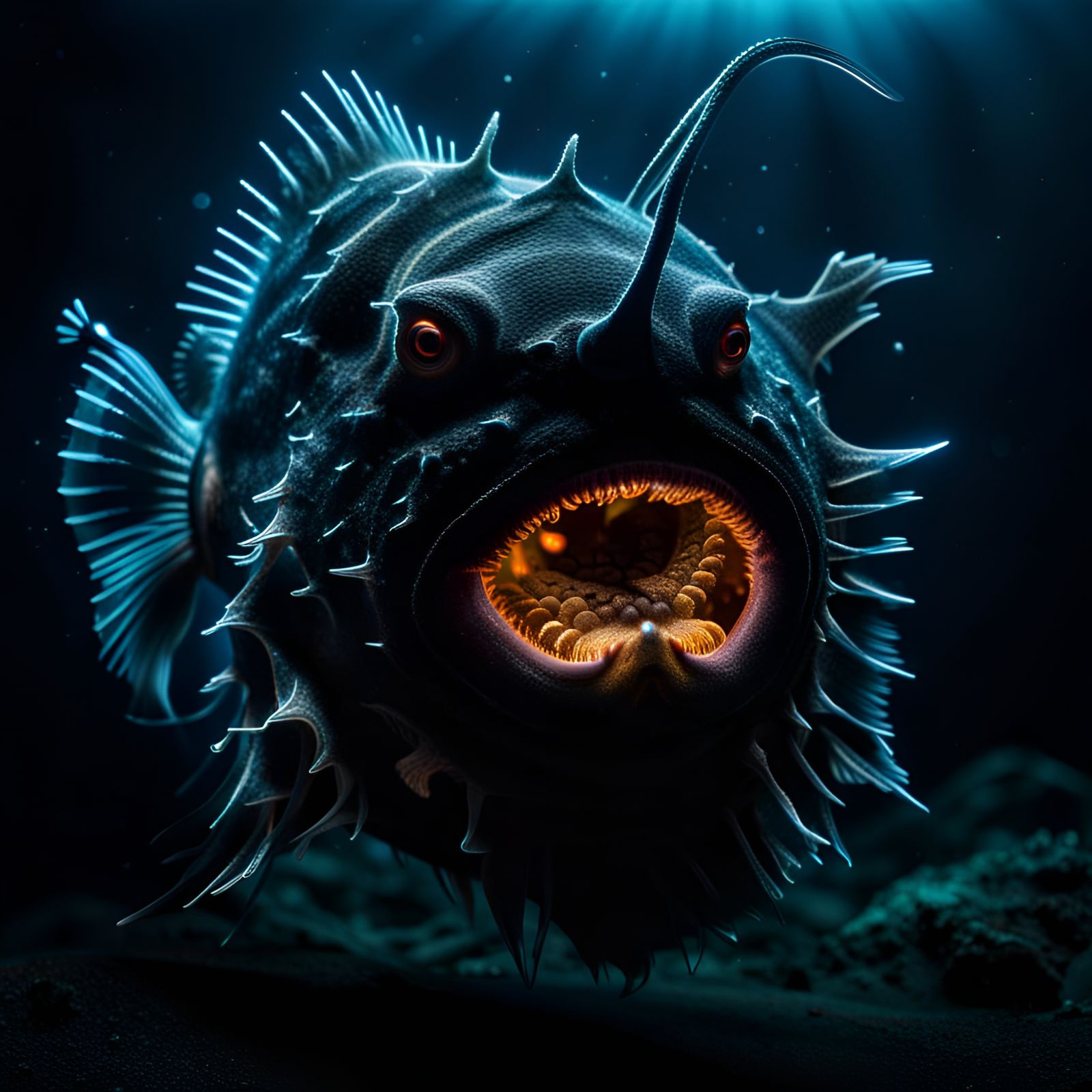 Bioluminescent Anglerfish in Hyperrealistic Detail