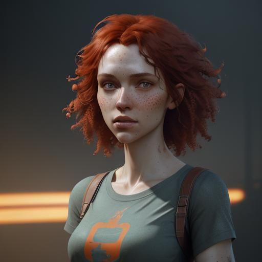 Freckled Redhead Baby Girl: Hyperdetailed Concept Art