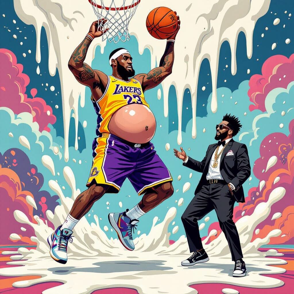 LeBron Dunking on Diddy in a Chaotic Scene