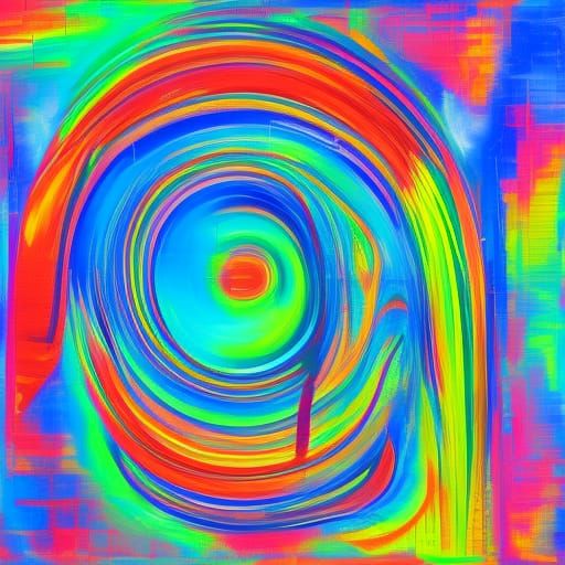 Abstract AI Painting with Fluid Lines and Vibrant Colors