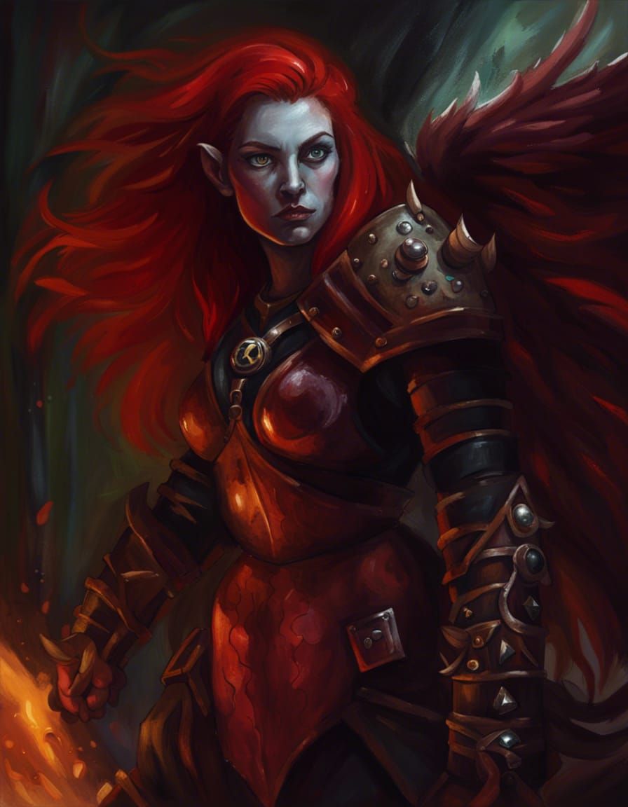 Sinister Red-Haired Dwarf Rogue in Dark Dungeon