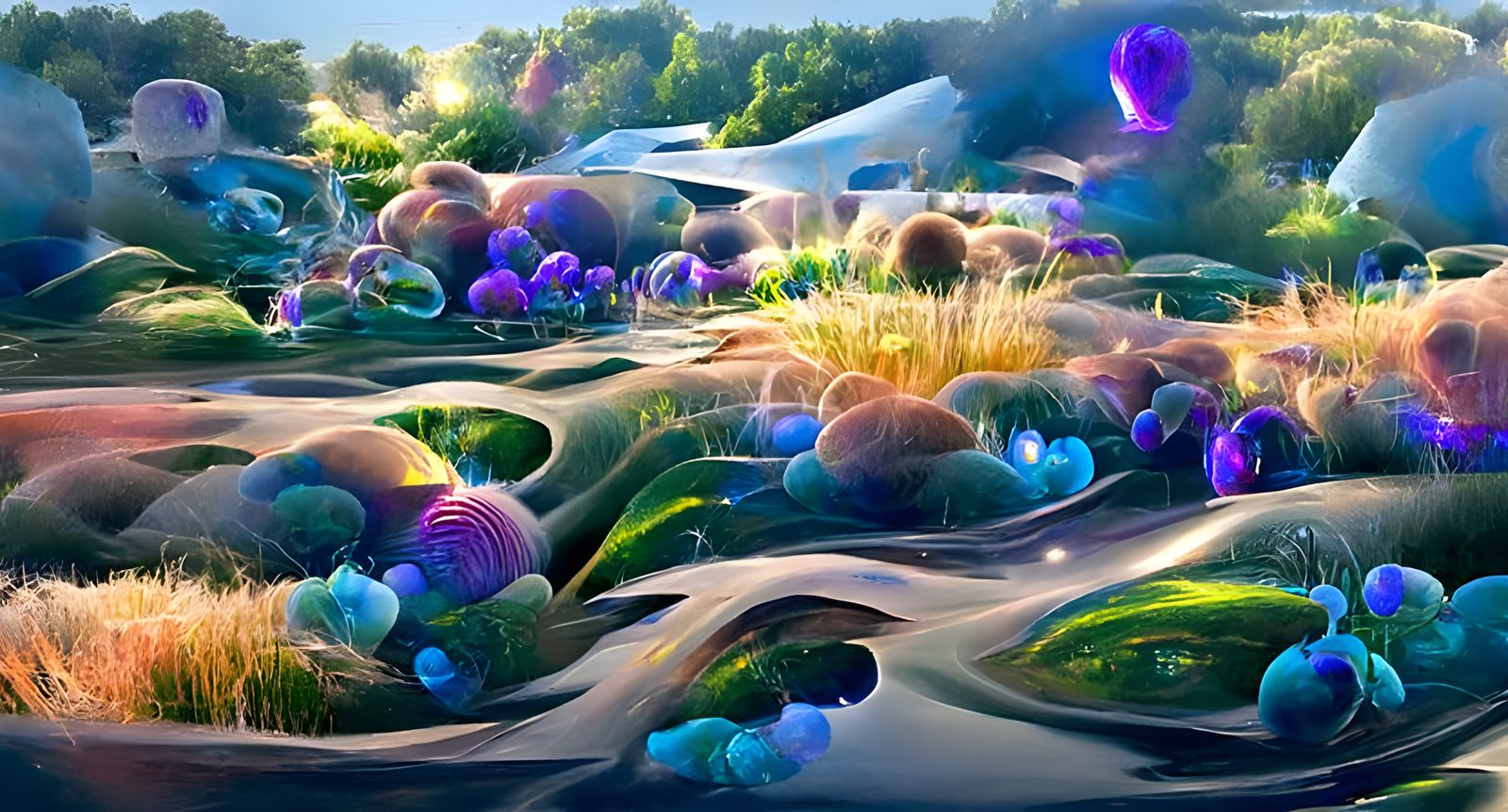 Psychedelic Cosmic Garden in Vibrant Colors