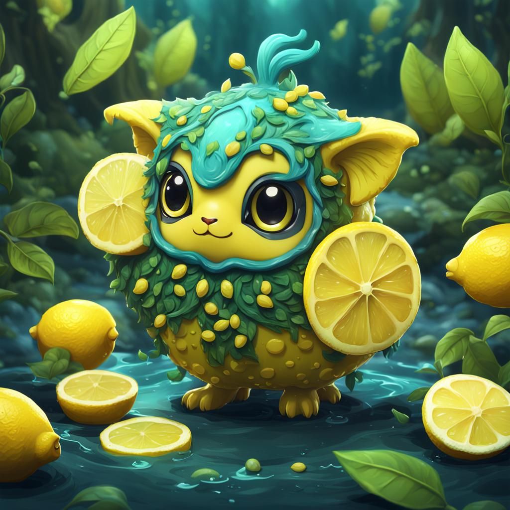 Chibi Lemon Animal in Detailed Matte Painting
