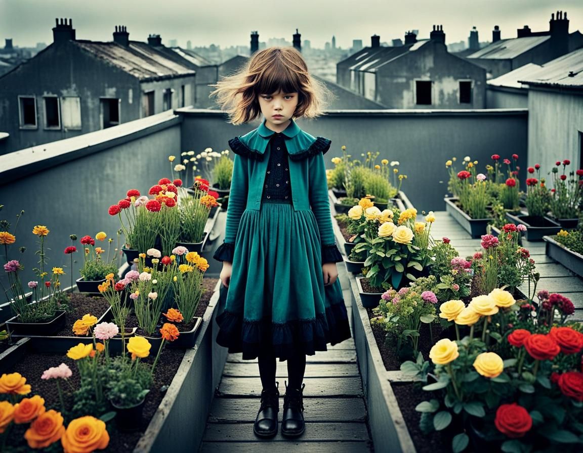 Children Cultivate Flowers on Rooftop Garden, by Roversi